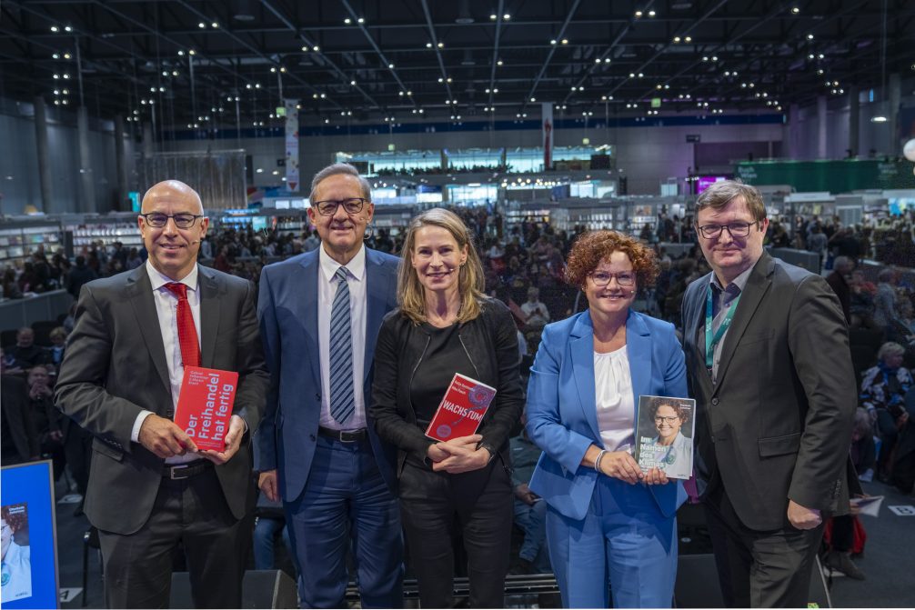 Gabriel Felbermayr, Günther Ofner, Katja Gentinetta und Elisabeth Zehetner auf der Buch Wien 24.